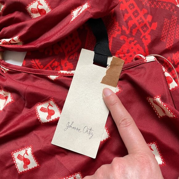 Johanna Ortiz Quechua Maxi Dress Andean Wine Ruby Cerise Size Large NEW NWT - Picture 7 of 15